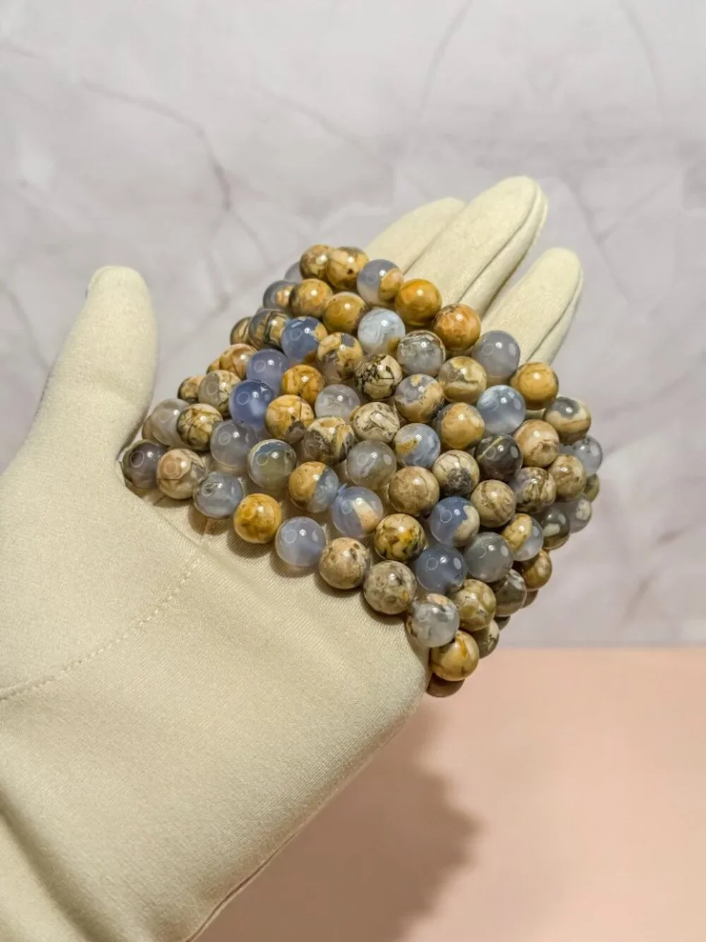 Chalcedony Beaded Bracelet (Bead size: 9mm-10mm)